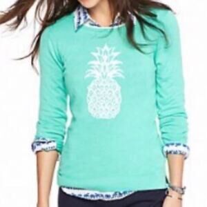 Crown & Ivy Green Pineapple Print Sweater Size Small